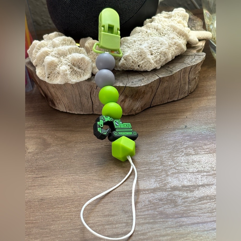 Handcrafted Excavator pacifier clip